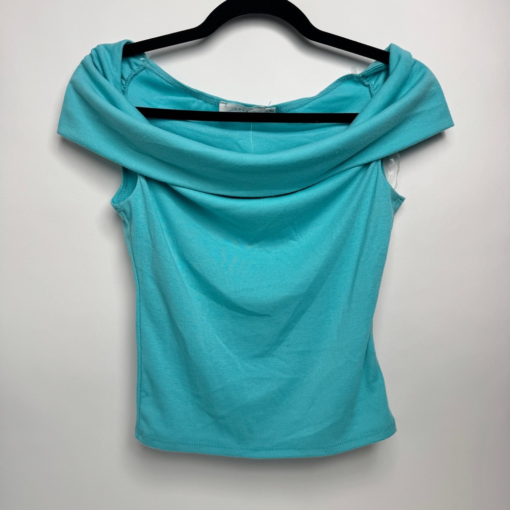 LUSH Womens Sz S Off the Shoulder‎ Teal Top NWT